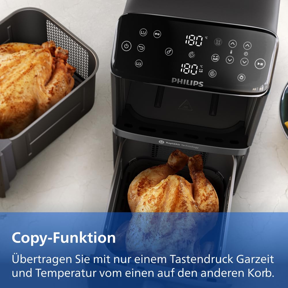 Heissluftfritteuse Doppelkorb 10 L mit 13 Garmethoden, stapelbar - Bild 10