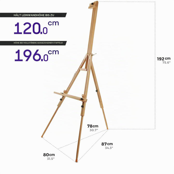 Dreibein-Staffelei Buchenholz klappbar für Leinwände bis 120 cm - Bild 4