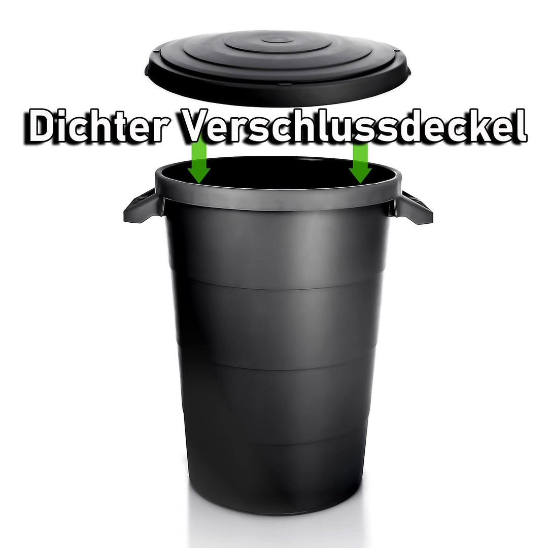 Universaltonne mit Deckel 80 Liter Schwarz Wetterfest 2er-Set - Bild 4