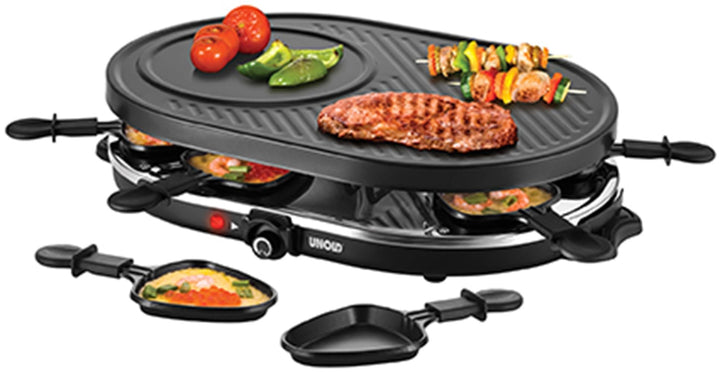 Raclette-Grill 8 Personen 1200W mit Antihaft-Grillplatte schwarz