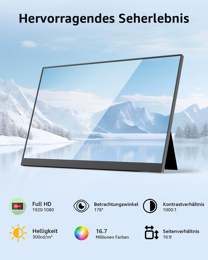 Tragbarer Monitor 15,6 Zoll Full HD IPS für Laptop und PC - Bild 3