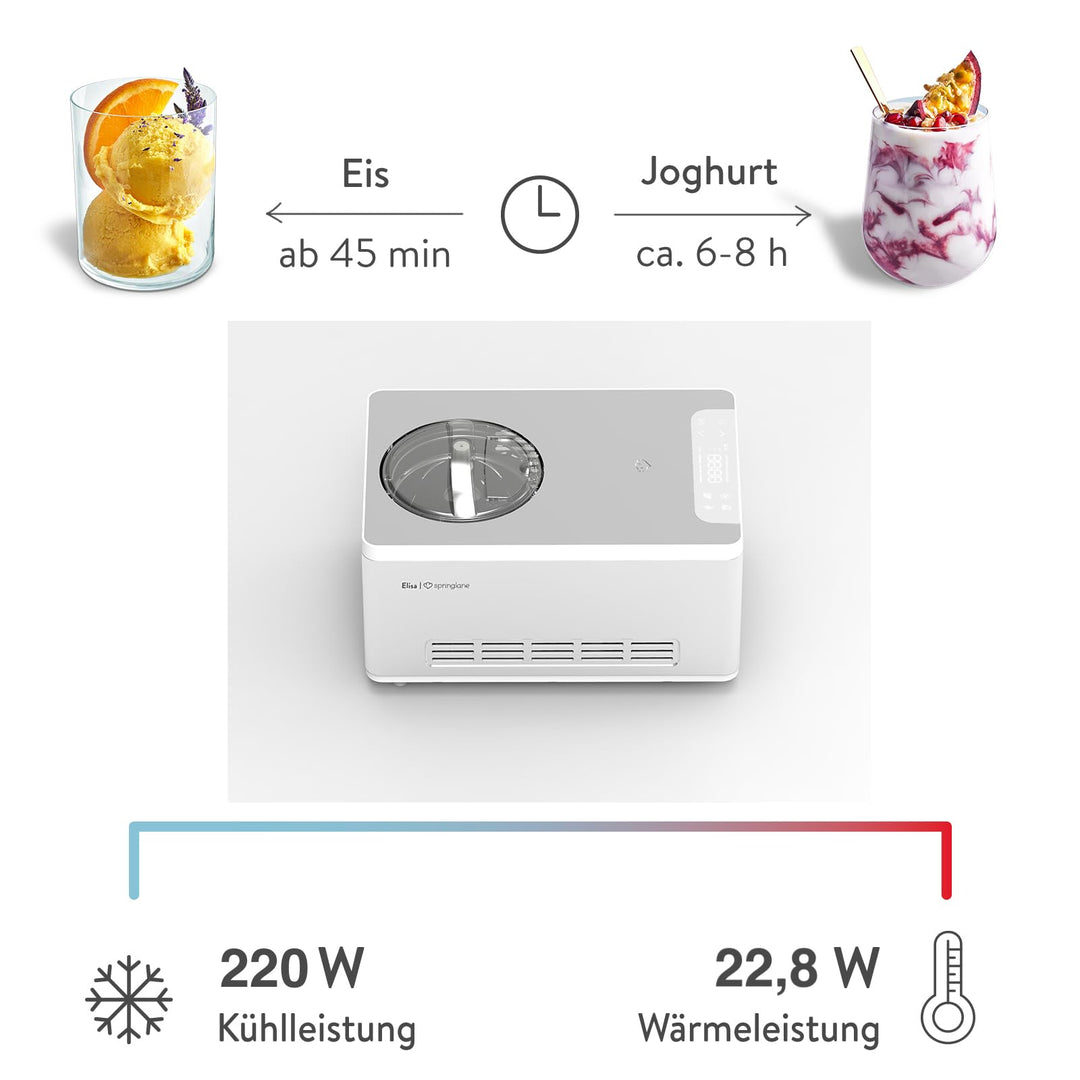 Eismaschine &amp; Joghurtbereiter 2 L mit Kompressor Edelstahl 220 W - Bild 3
