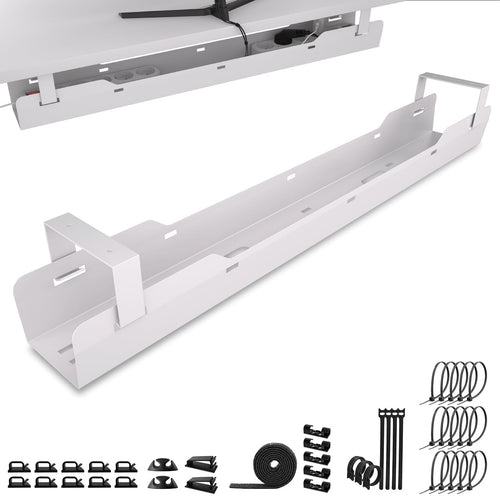 Kabelwanne Schreibtisch Metall weiss mit Befestigungsschrauben