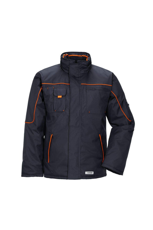 Outdoor-Arbeitsjacke wasserdicht atmungsaktiv Marine/Orange Grösse 48