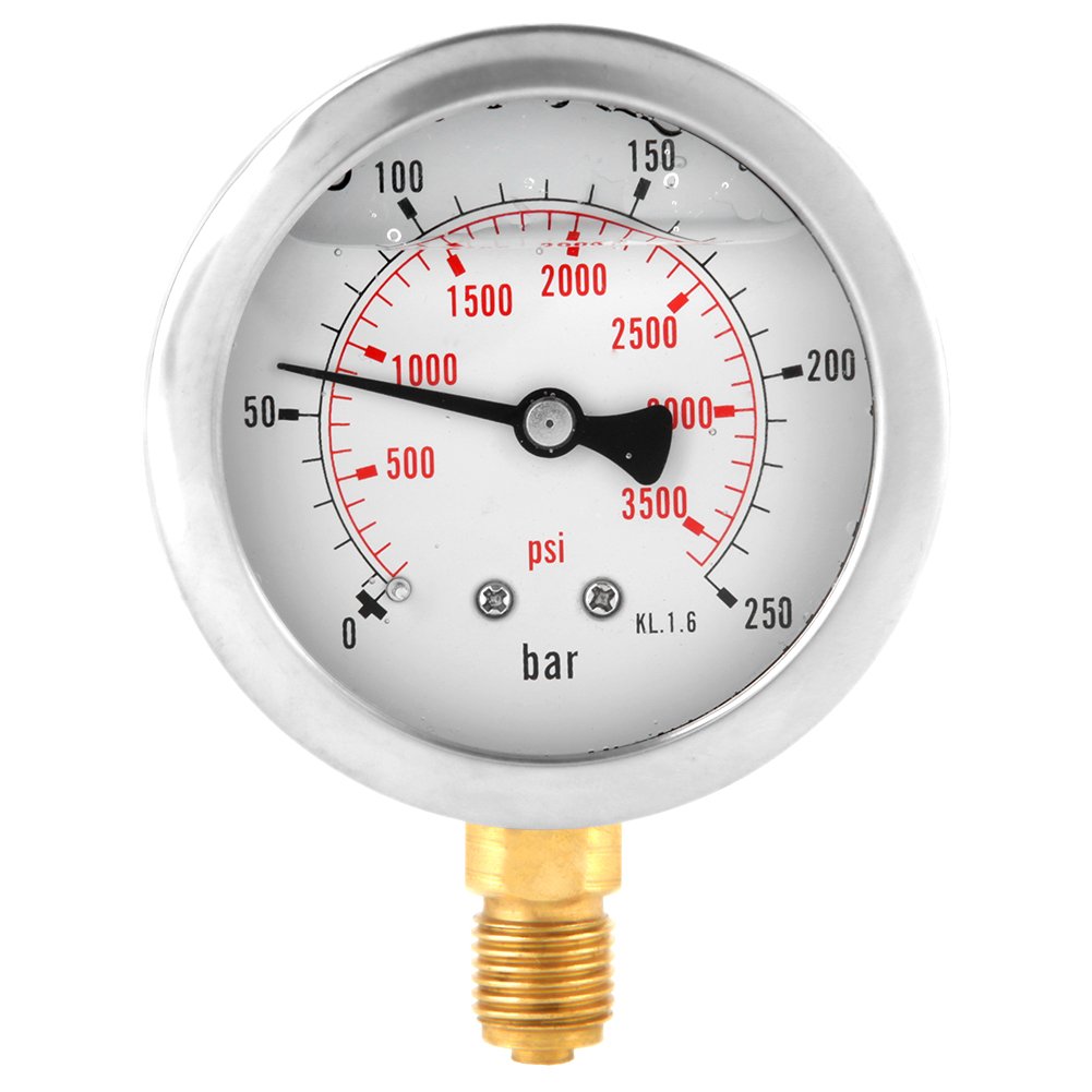 Manometer 0-250 Bar / 0-3750 PSI G1/4 63mm Zifferblatt Hydraulik