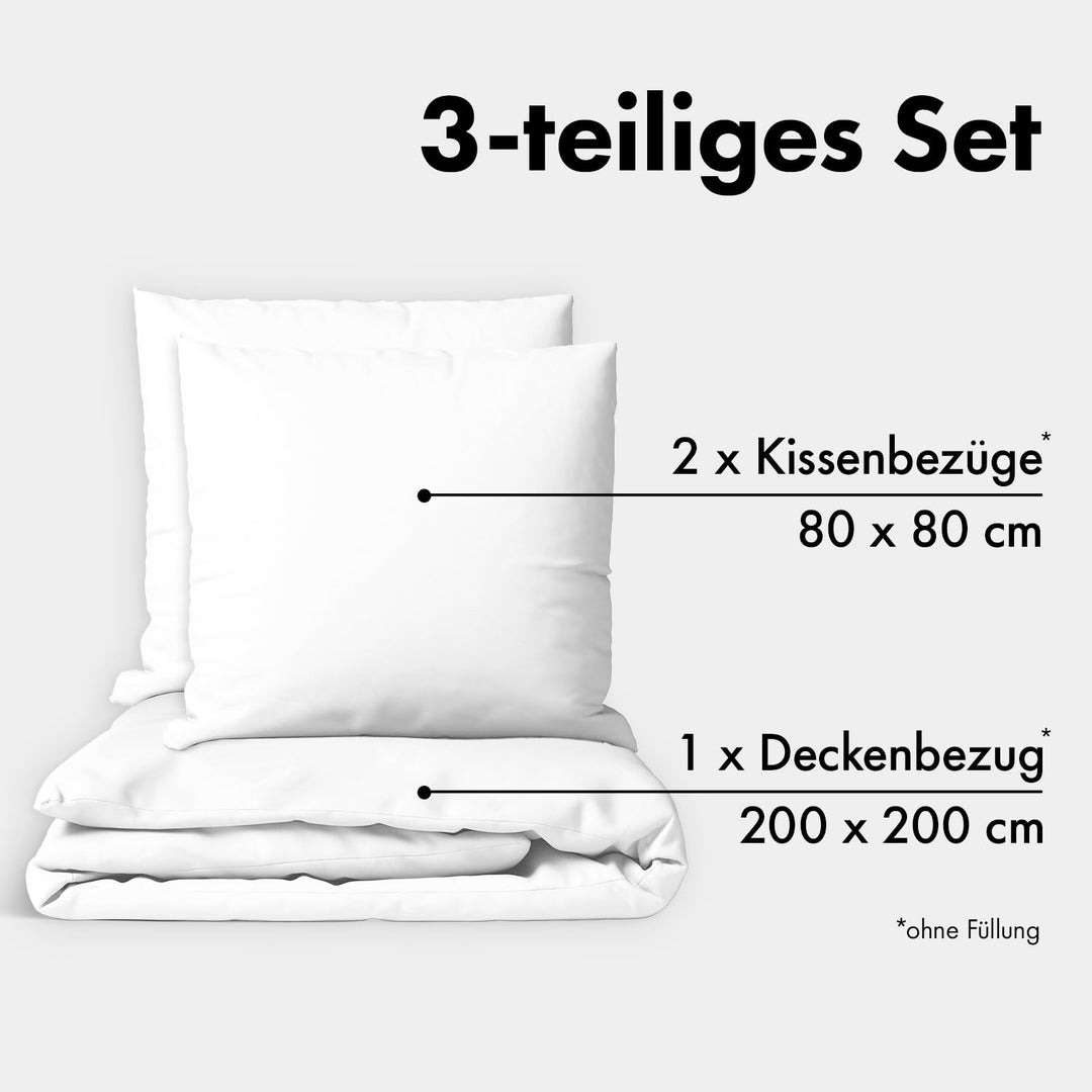 Bettwäsche-Set 200x200 cm Baumwolle Perkal 200 TC 3-teilig Weiss - Bild 2