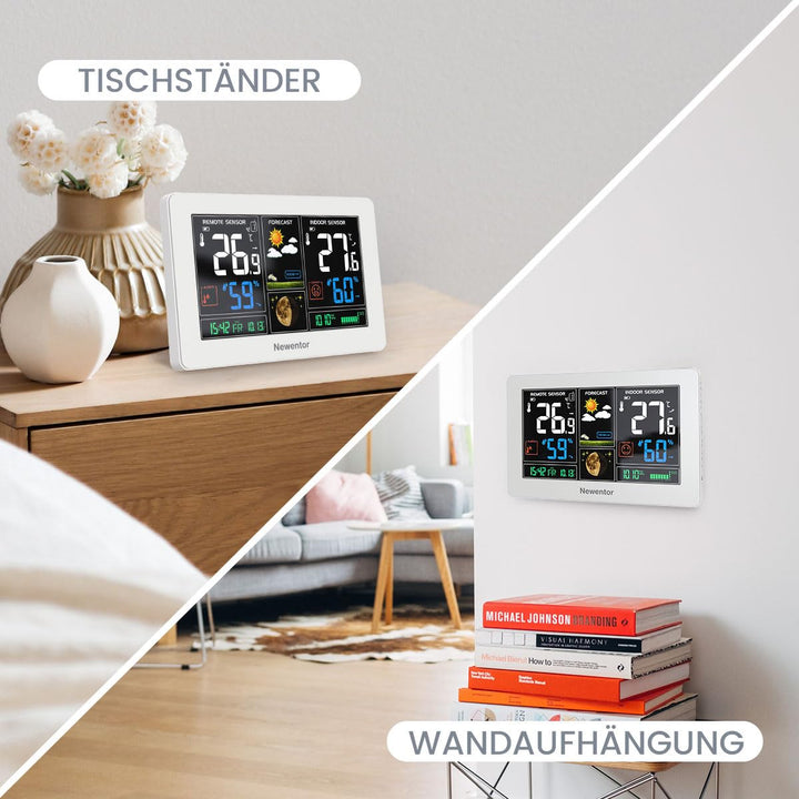 Wetterstation Funk mit Aussensensor Farbdisplay Innen Aussen - Bild 6
