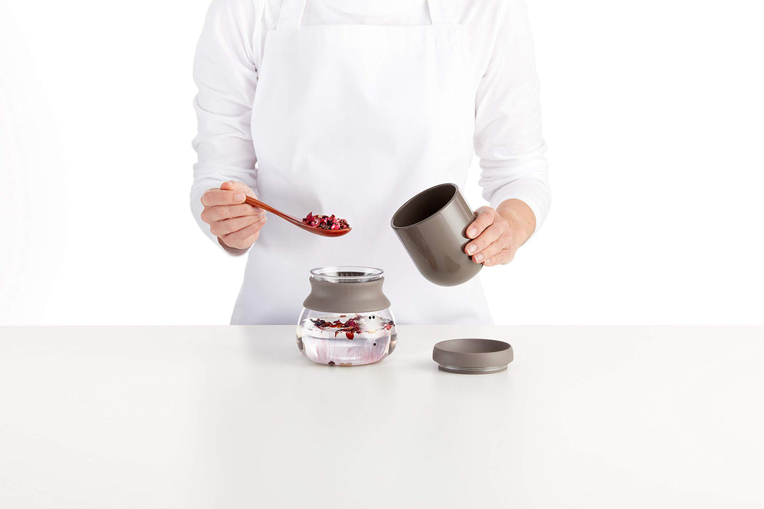 Tee-Set Borosilikatglas mit Keramikdose 4-teilig Weiss/Schwarz - Bild 4