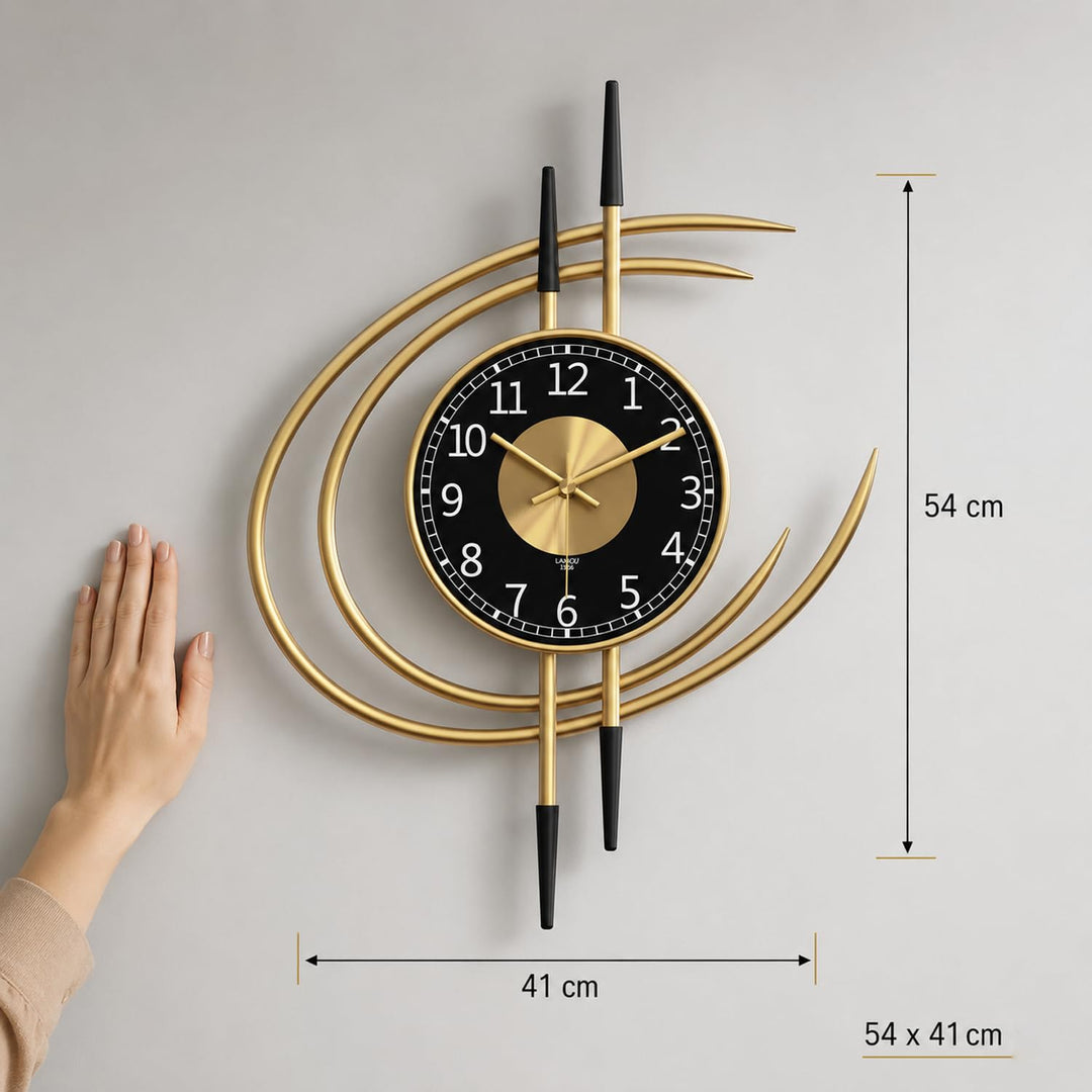 Wanduhr Metall 54x41cm Gold-Schwarz Modern Lautlos für Wohnzimmer - Bild 3