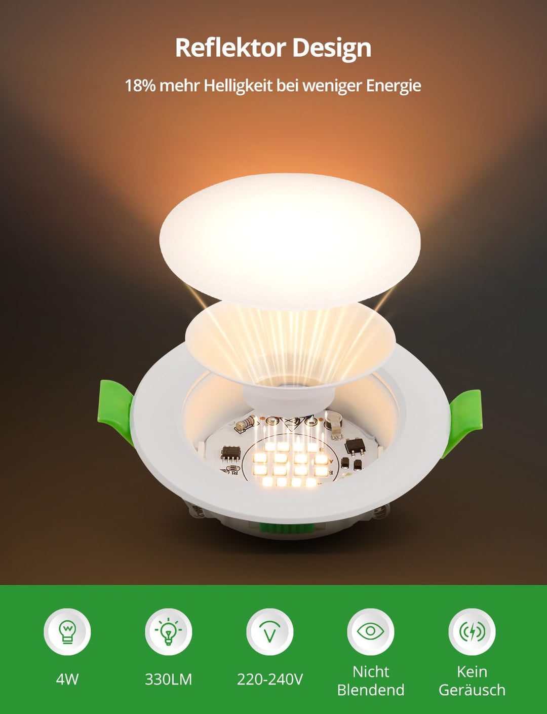 LED Einbaustrahler 230V dimmbar 3 Farbtemperaturen 4W 20er Set - Bild 6