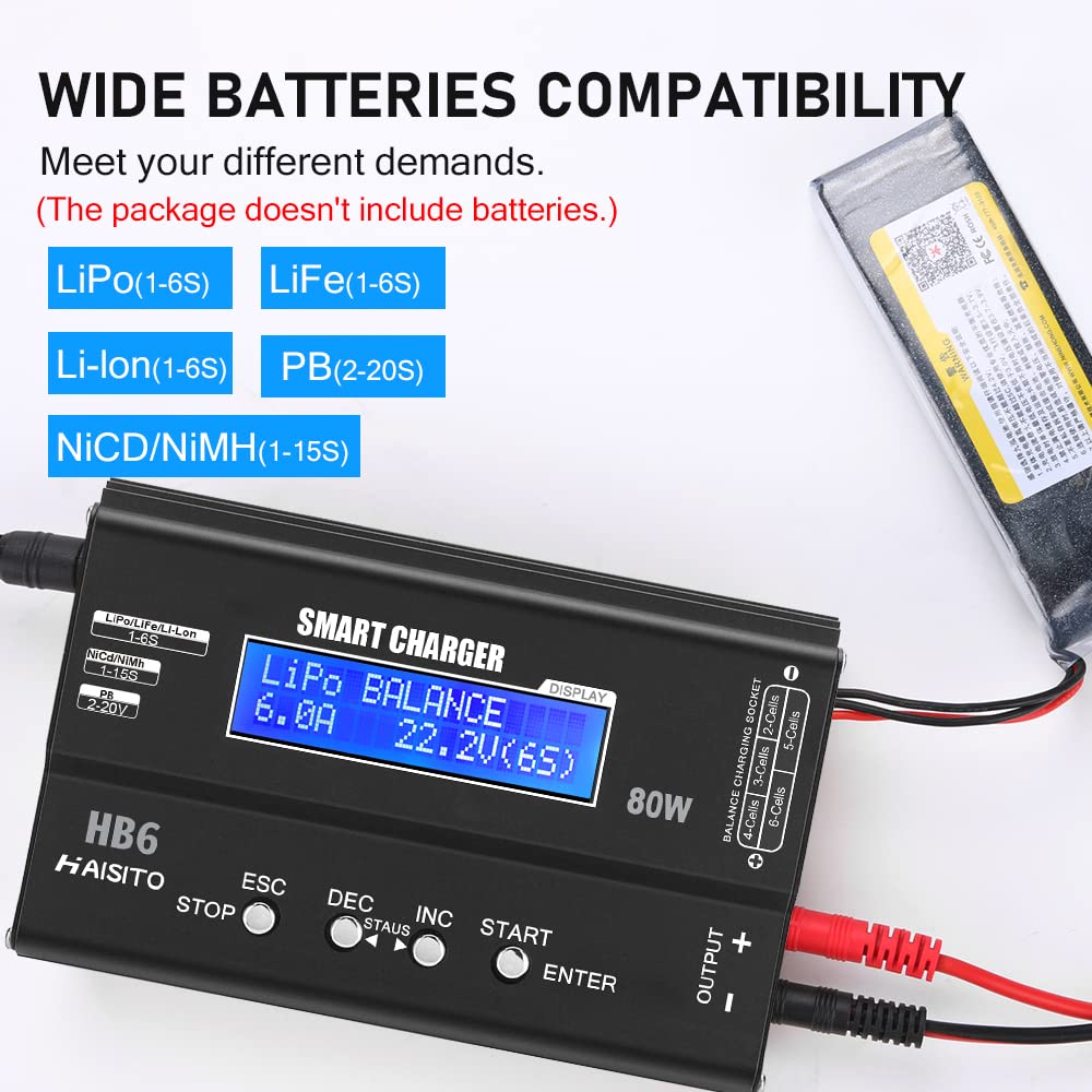RC Akku Ladegerät 80W 6A LiPo/Li-Ion/LiFe/NiMH mit Balancer - Bild 2