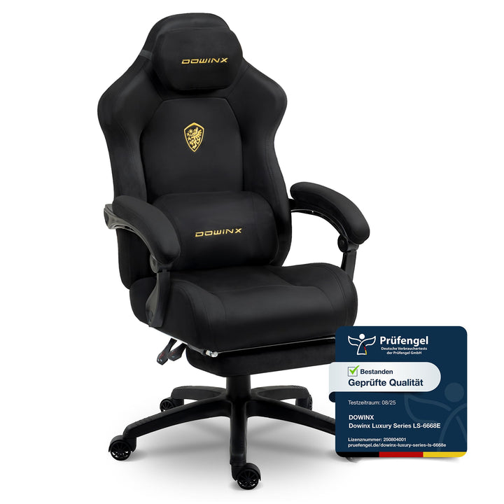 Gaming Stuhl Mikrofaser-Velours mit Fussstütze und Lendenkissen bis 200 kg