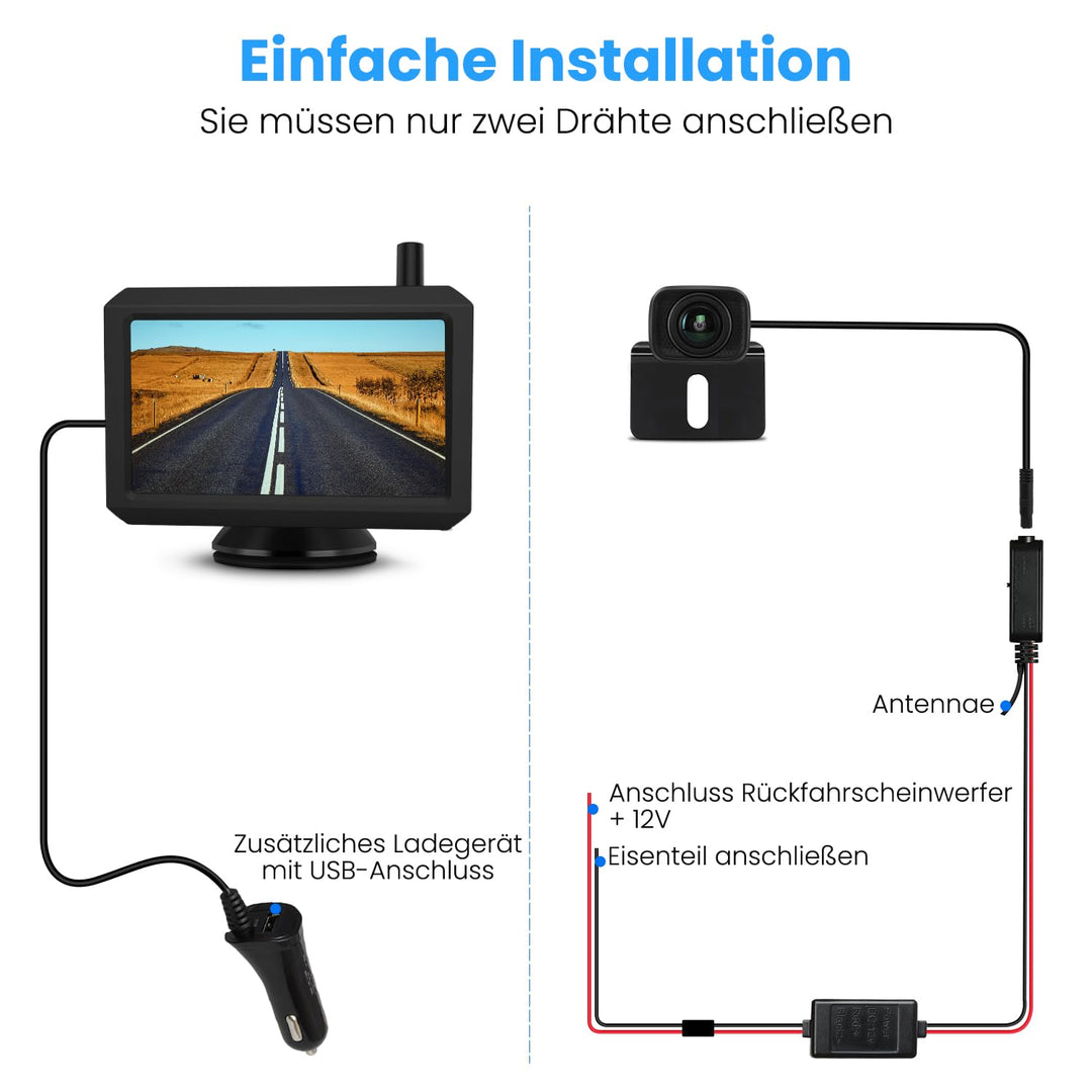 Rückfahrkamera kabellos 5" LCD-Monitor mit Nachtsicht IP68 - Bild 5