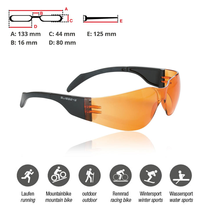 Sportbrille schmale Gesichter Polycarbonat orange UV400 20g - Bild 2