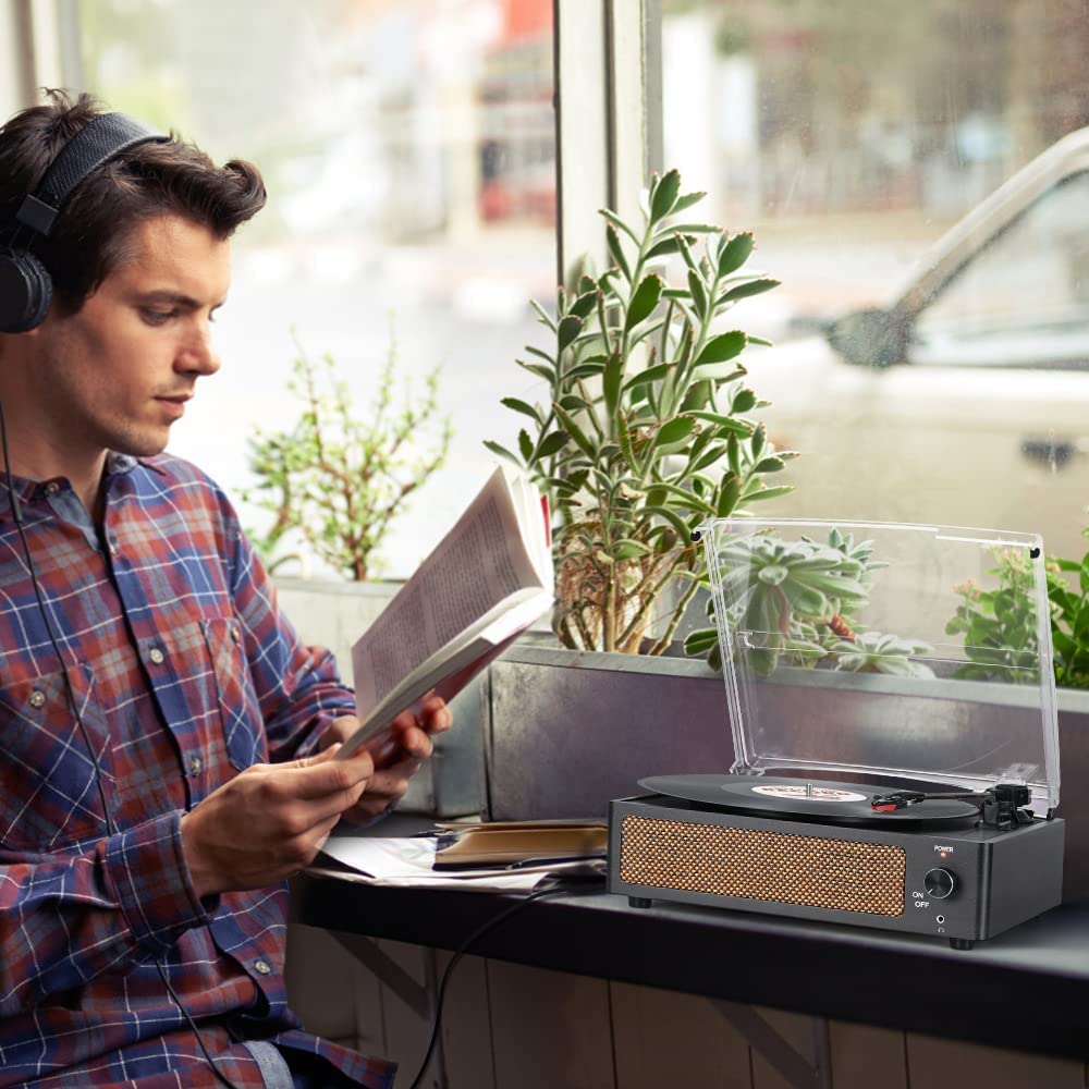 Plattenspieler mit eingebauten Lautsprechern Bluetooth 3-Gang Vintage - Bild 7