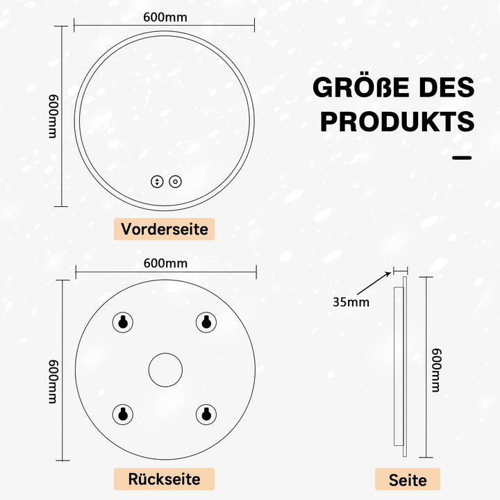 Badspiegel rund LED 60 cm mit Dimmer und Speicherfunktion - Bild 6