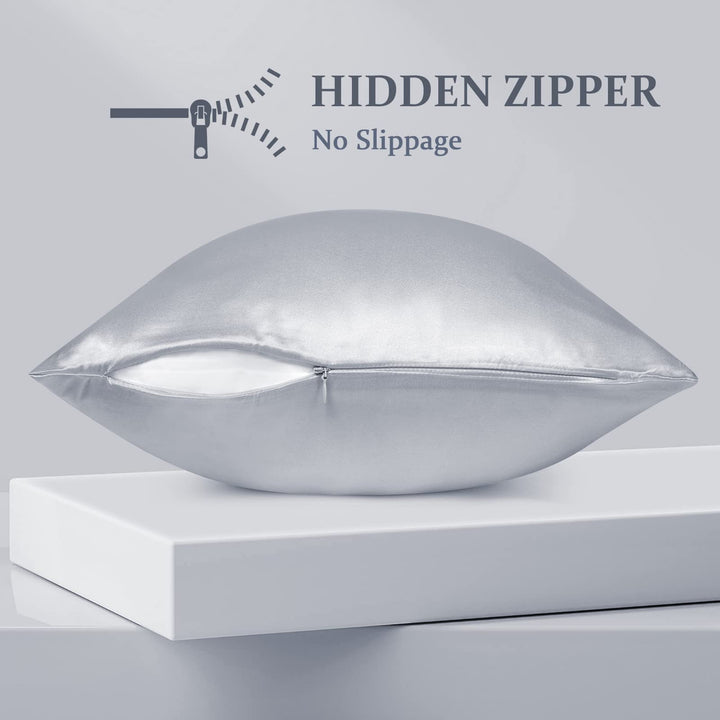 Seidenkissenbezug 65x65 cm Maulbeerseide Silbergrau Haar- &amp; Hautpflege - Bild 3