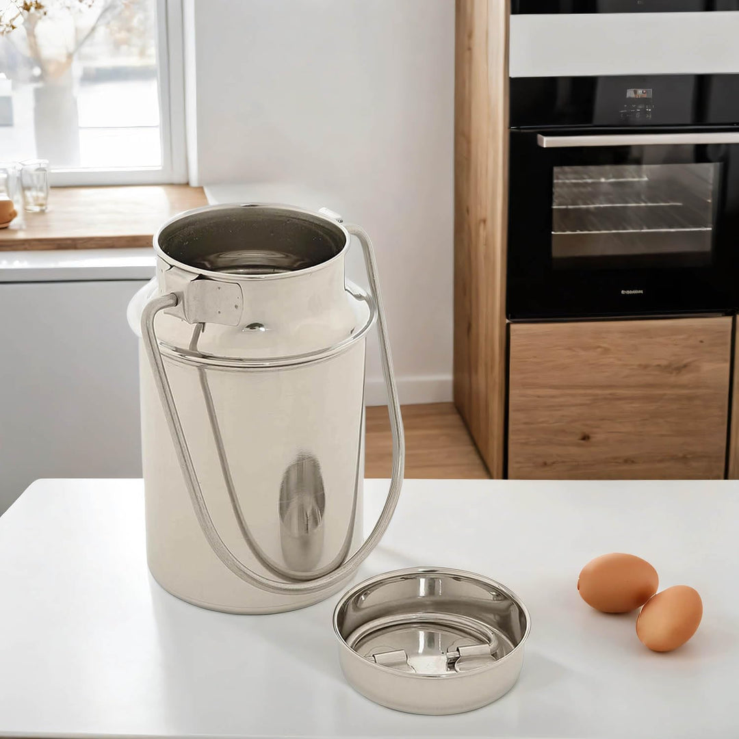 Milchkanne Edelstahl 5 Liter mit Deckel und Tragebügel