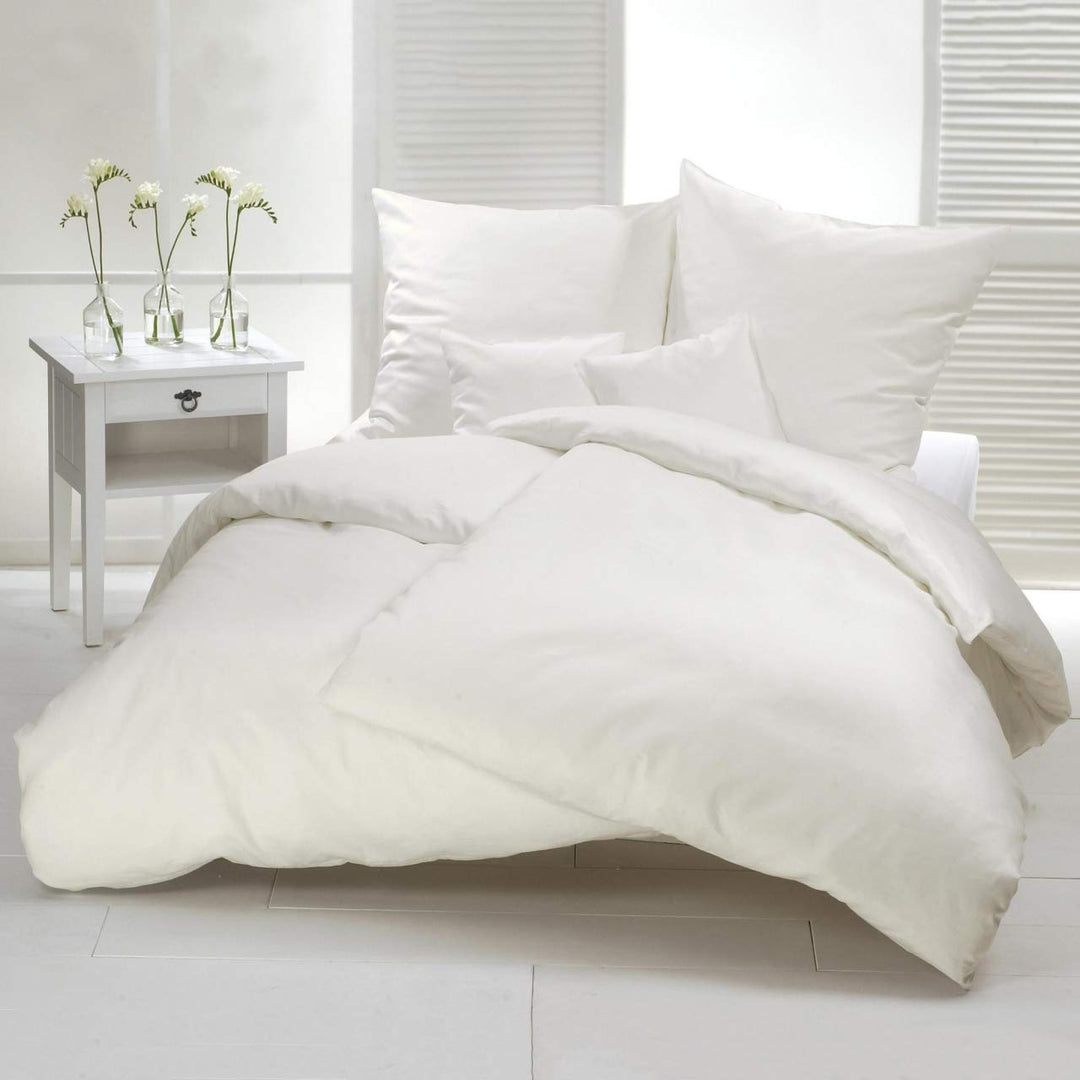 Mako-Satin Bettwäsche 4-teilig 135x200 + 80x80 cm Wollweiss - Bild 2