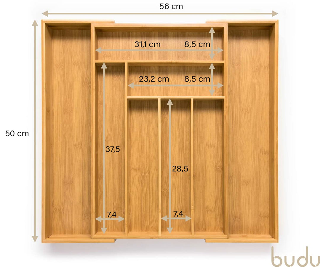 Besteckkasten Bambus ausziehbar 34–56 x 50 cm Schubladenorganizer - Bild 9