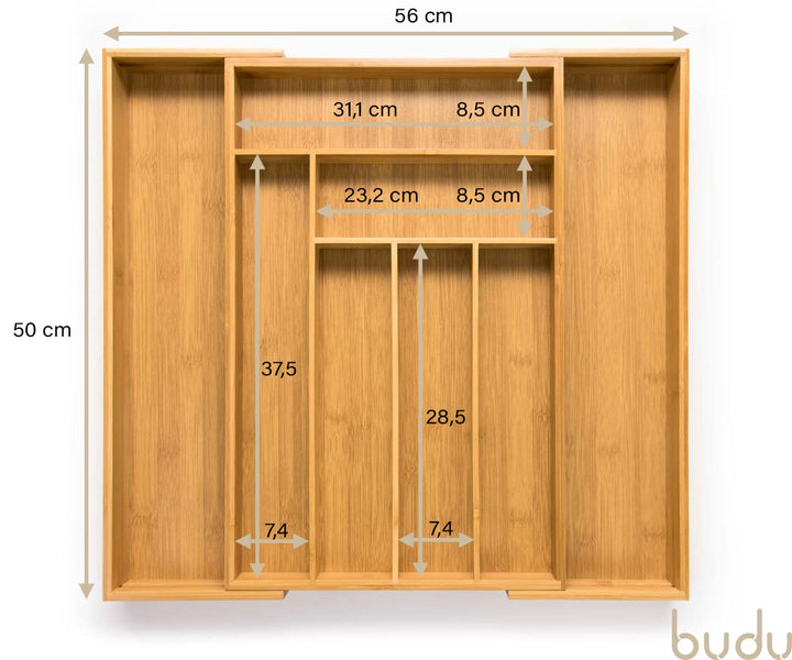 Besteckkasten Bambus ausziehbar 34–56 x 50 cm Schubladenorganizer - Bild 9