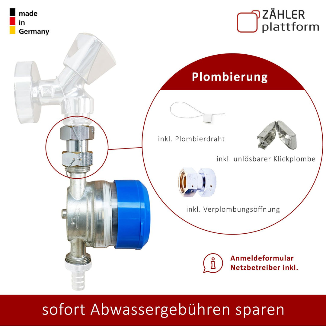Wasserzähler Garten 3/4 Zoll Messing geeicht BL 110 mm Kaltwasser - Bild 3