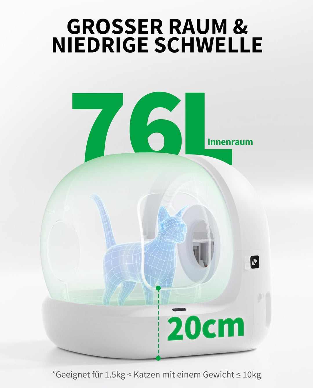 Selbstreinigende Katzentoilette 76L mit App-Steuerung für mehrere Katzen - Bild 2