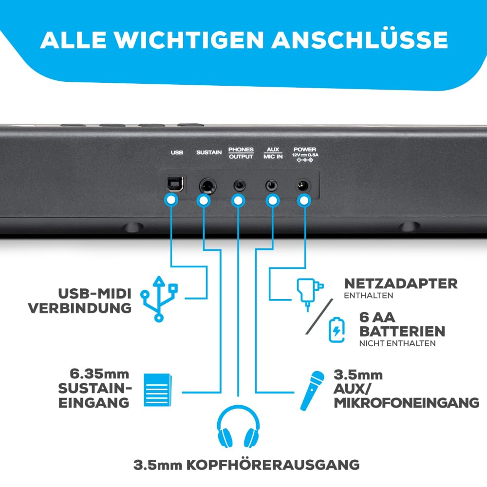 Keyboard Piano 88 Tasten mit Lautsprechern, 480 Sounds, Bundle - Bild 5