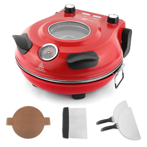 Elektrischer Pizzaofen 1200W bis 420°C mit Pizzastein 31cm