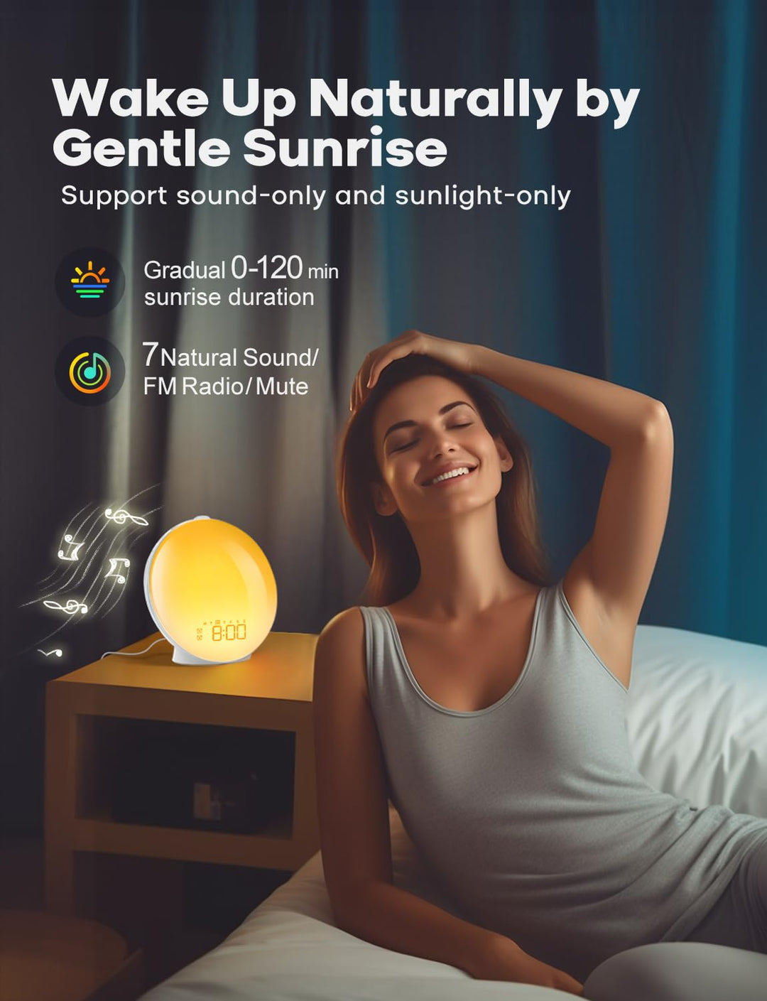 Lichtwecker mit Sonnenaufgang-Simulation 360° LED FM-Radio - Bild 5