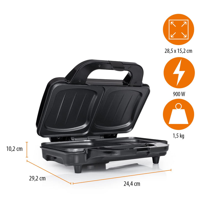 Sandwichmaker 2-fach mit extra tiefen Platten und Antihaftbeschichtung 900W - Bild 3