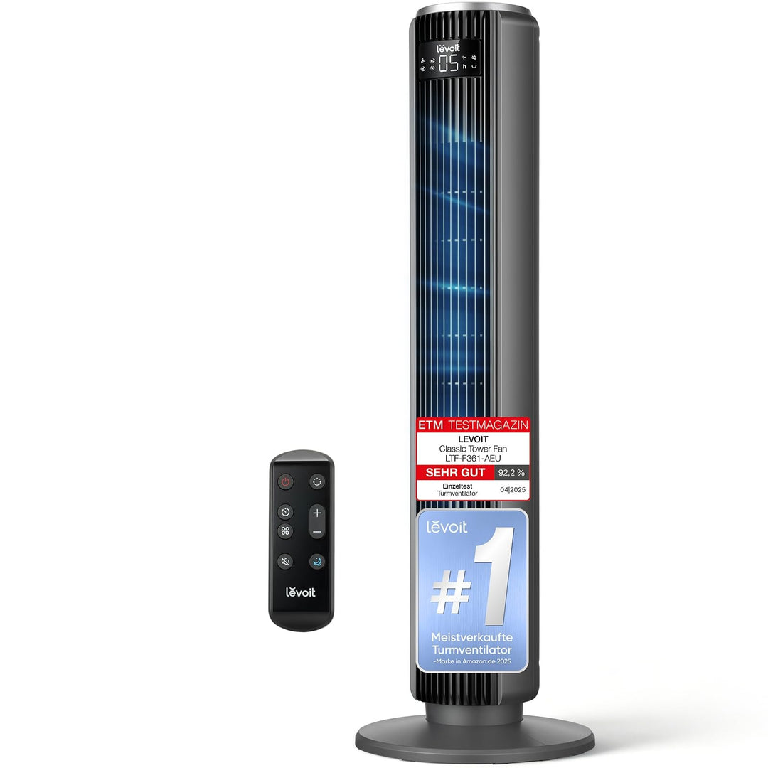Turmventilator oszillierend 92 cm mit Schlafmodus und 20 dB leise