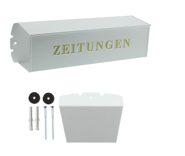 Zeitungsrolle Aussen verzinkter Stahl eckig 425mm Wandmontage weiss - Bild 6