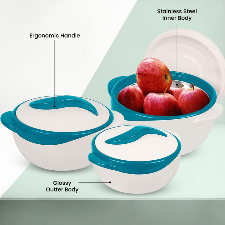 Thermo-Schüssel mit Deckel 3er-Set Türkis für Salat und Suppe - Bild 4