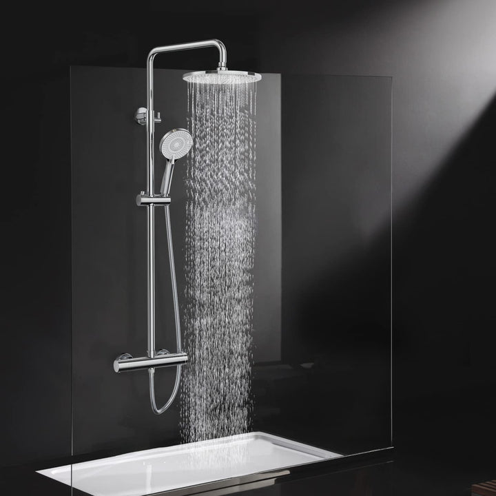Duschsystem mit Thermostat Chrom 25cm Regendusche 3 Strahlarten