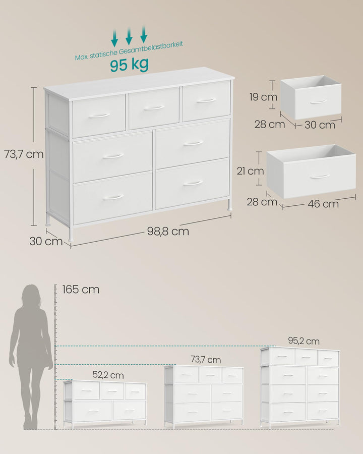 Kommode 7 Schubladen Stoff 98,8x30x74,7 cm Schlafzimmer - Bild 2