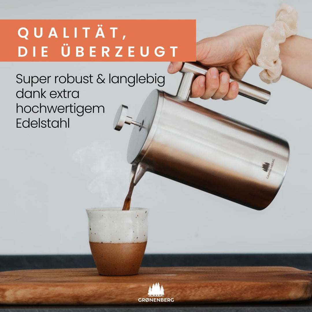 French Press Thermo Edelstahl doppelwandig 320ml / 600ml / 1L - Bild 6