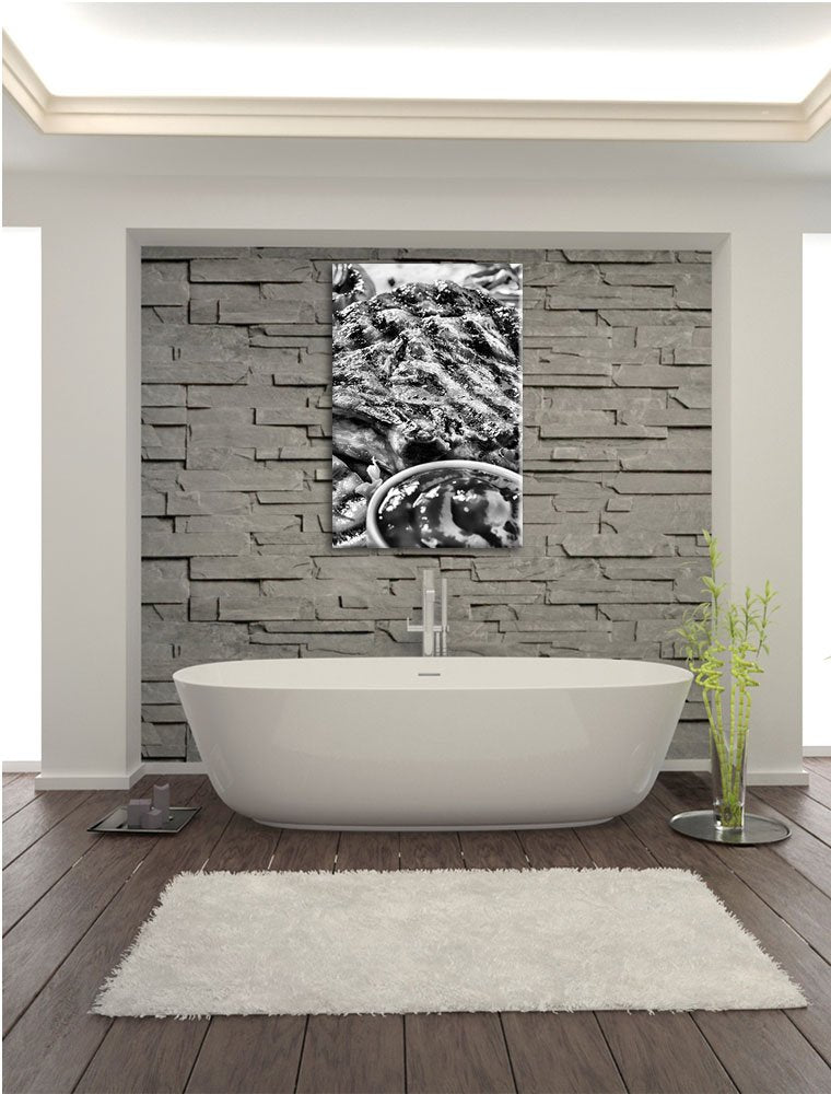 Leinwandbild Gegrilltes Steak Monochrom 100x70 cm fertig gespannt - Bild 7