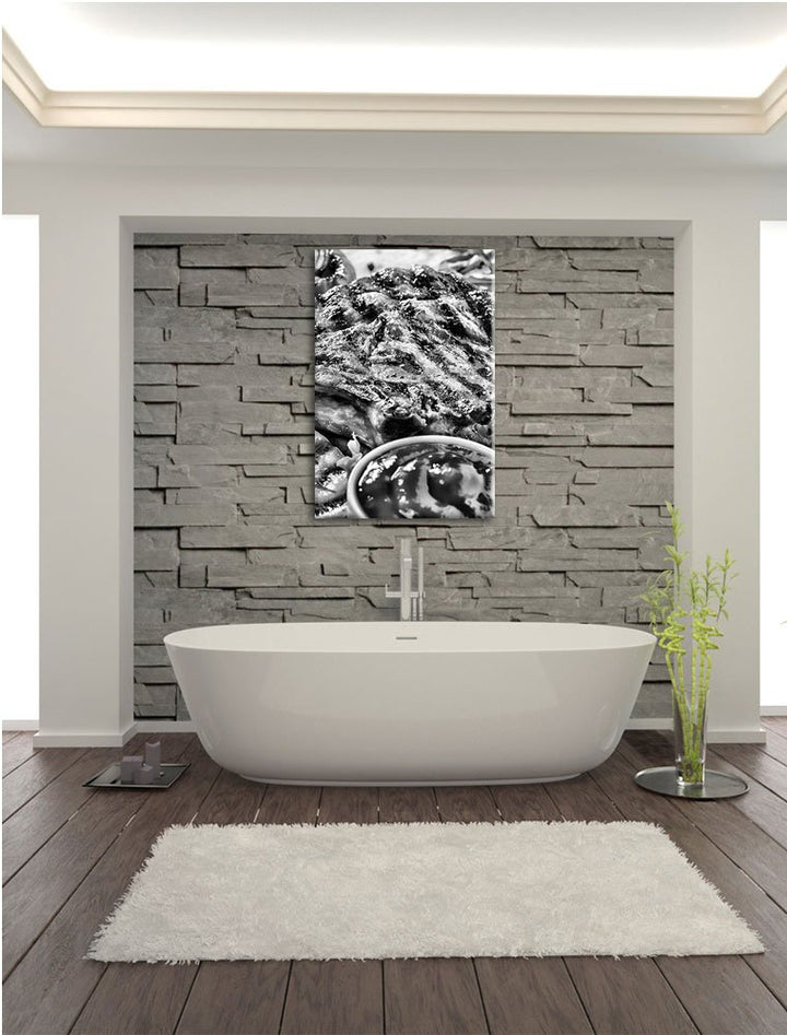Leinwandbild Gegrilltes Steak Monochrom 100x70 cm fertig gespannt - Bild 7