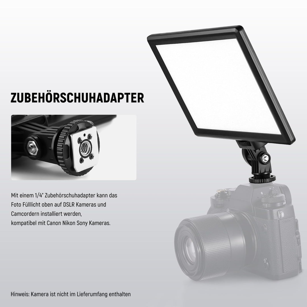 LED Videolicht Panel 9" mit Tischstativ 116 LEDs CRI95+ 3200–5600K - Bild 6