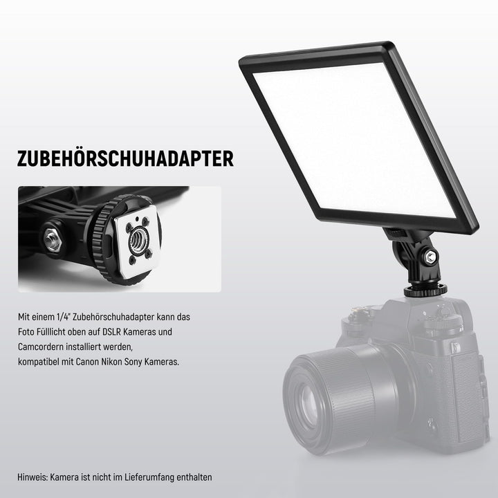LED Videolicht Panel 9" mit Tischstativ 116 LEDs CRI95+ 3200–5600K - Bild 6