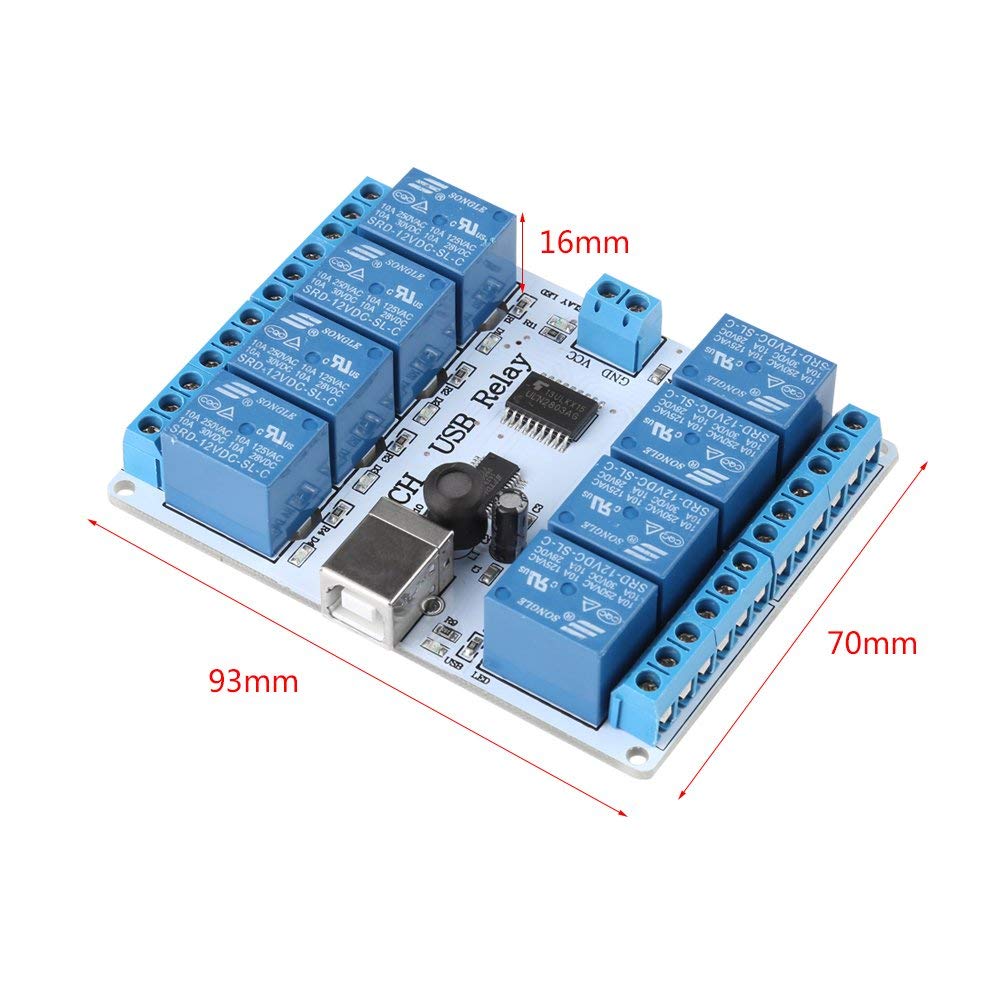 8-Kanal USB Relais Modul DC 12V Typ-B fuer Automation und Robotik - Bild 6