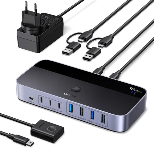 USB Switch 2 PC auf 7 Geräte USB 3.2 Gen2 10Gbps Plug & Play