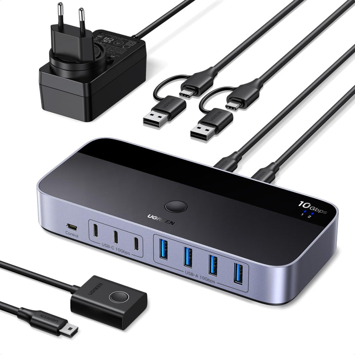 USB Switch 2 PC auf 7 Geräte USB 3.2 Gen2 10Gbps Plug &amp; Play