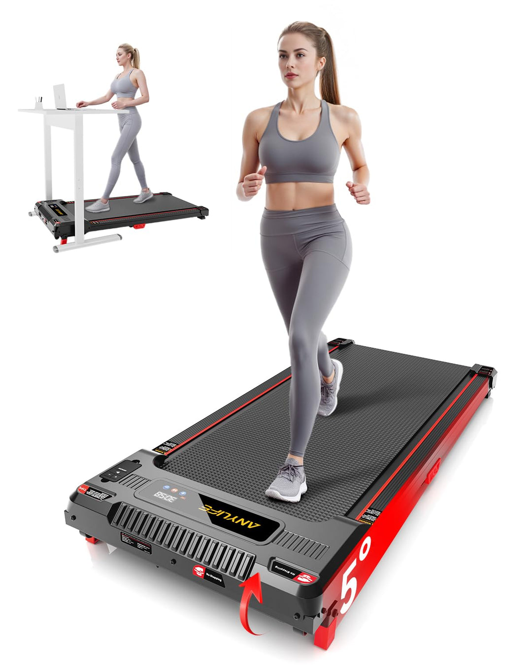 Laufband mit Steigung 5° und LED-Anzeige fuer Zuhause 150kg