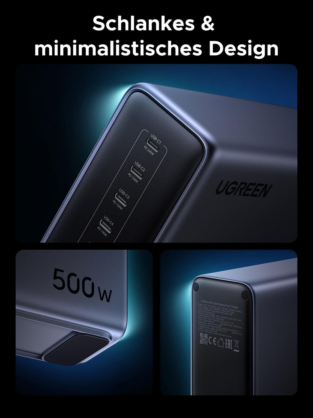 USB-C Ladegerät 6-Port 500W GaN PD 3.1 240W Einzelport - Bild 9