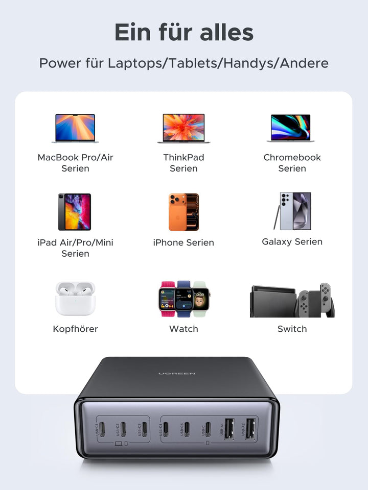 USB-C Ladestation 200W 8-Port für Laptop Tablet Smartphone - Bild 8