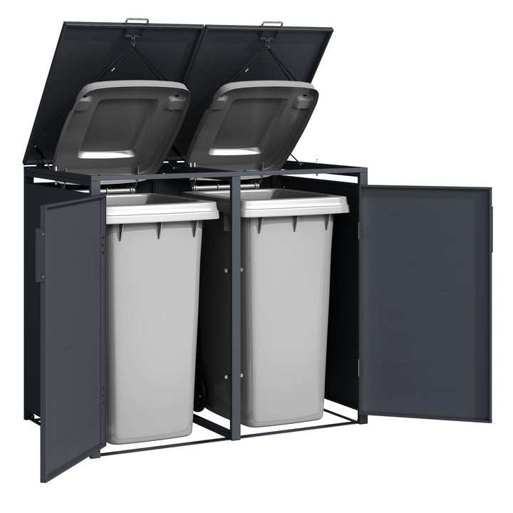Mülltonnenbox Stahl verzinkt 2x120L mit Softclose anthrazit - Bild 5