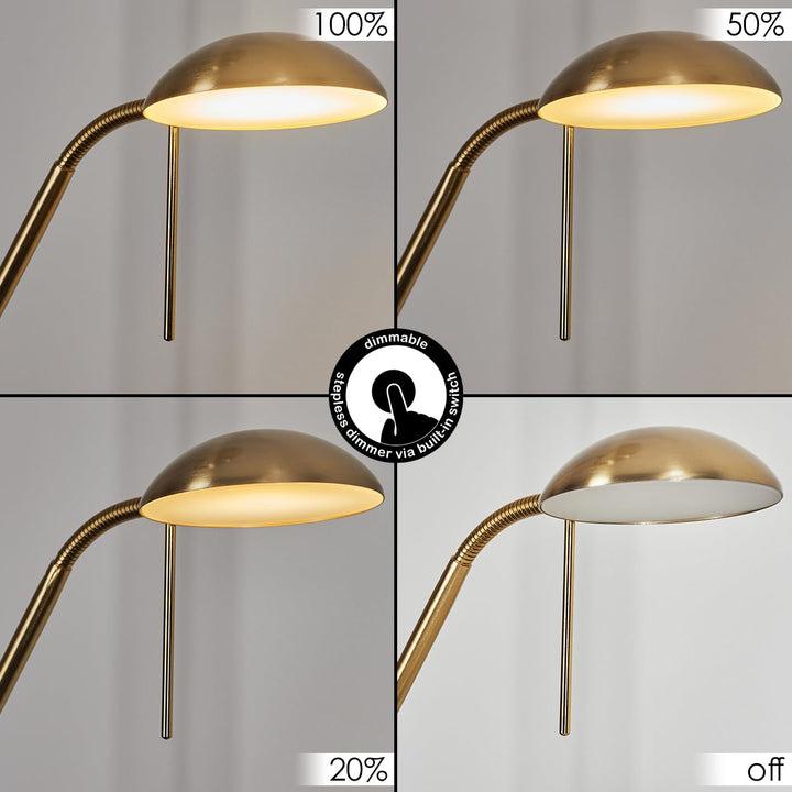 LED Stehlampe Deckenfluter Metall Messing mit Lesearm dimmbar - Bild 4