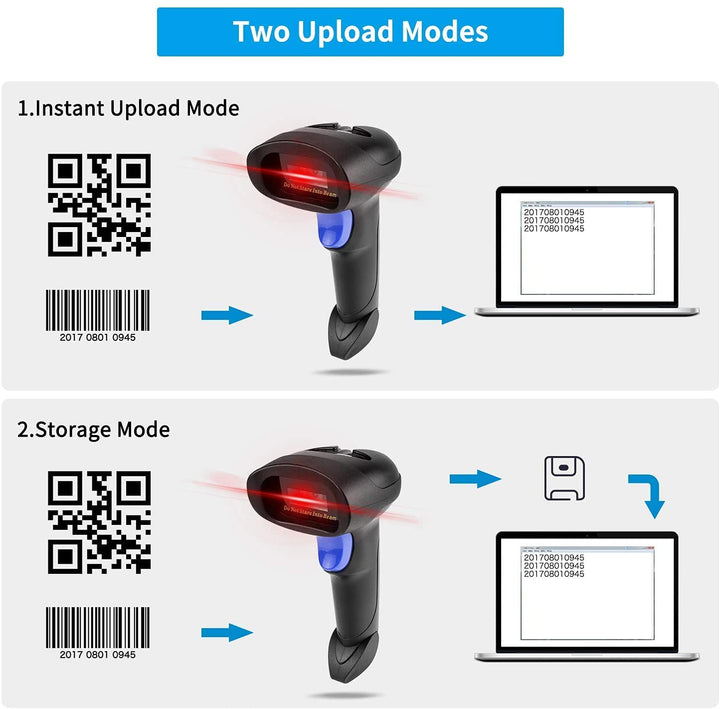 2D Barcode Scanner kabellos mit Ständer USB QR PDF417 Datenmatrix